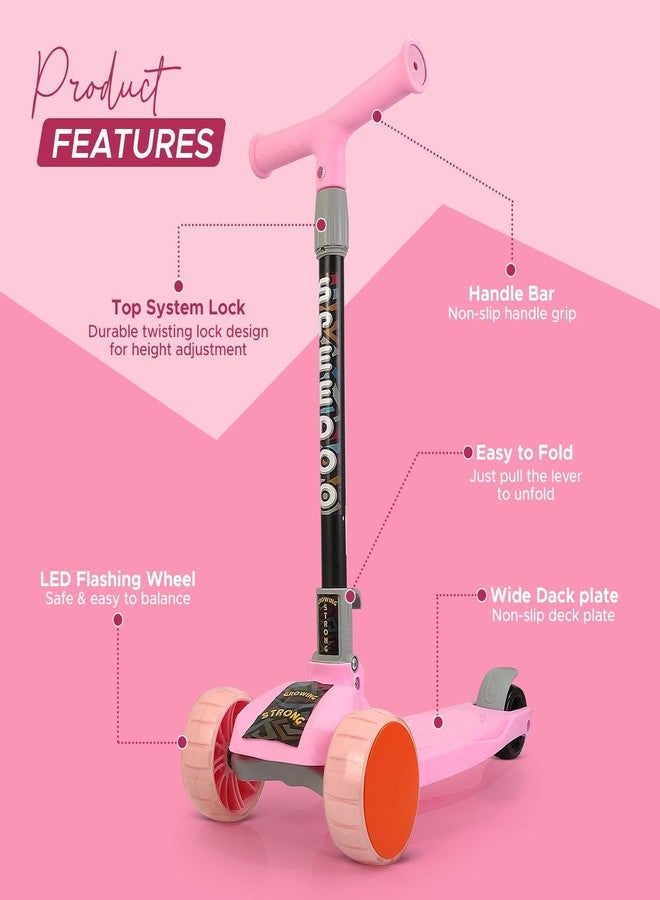 Drumstone (𝗦𝗽𝗲𝗰𝗶𝗮𝗹 𝟭𝟬 𝗬𝗲𝗮𝗿𝘀 𝗪𝗮𝗿𝗿𝗮𝗻𝘁𝘆) Foldable Kids Kick Scooter - 3 Adjustable Heights, Light-Up PVC Wheels, Rear Foot Brake, and Sturdy 3-Wheel Design for Toddlers and Kids - Image 4